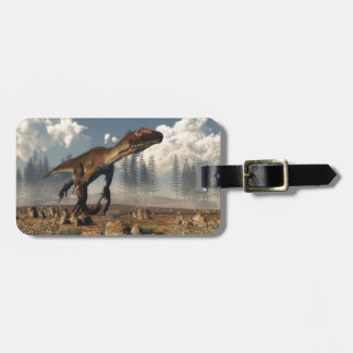 Utahraptor Dinosaurier in der Wüste Gepäckanhänger