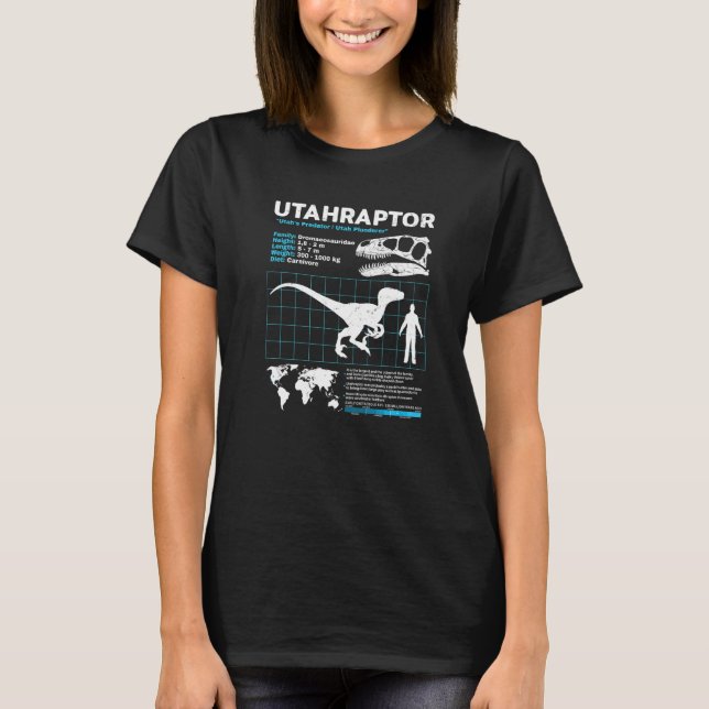 Utahraptor fact sheet Dinosaur Facts T-Shirt (Vorderseite)
