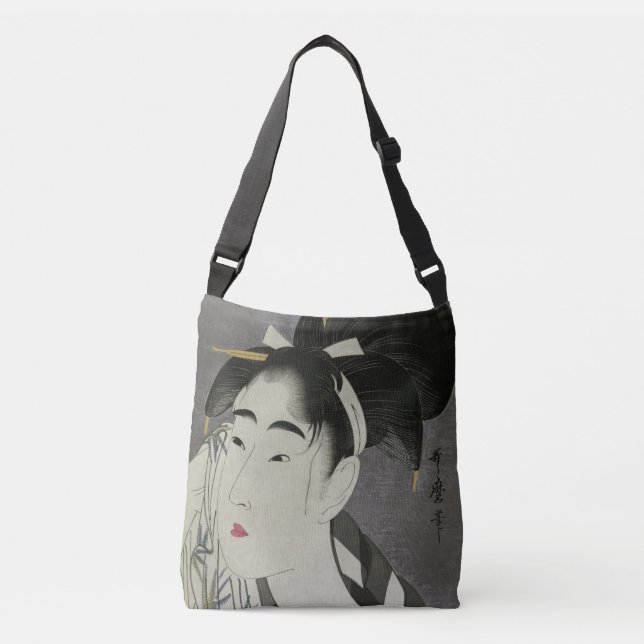 Utamaro's Ase O Fuku Onna Kunsttaschen Tragetaschen Mit Langen Trägern (Vorderseite)