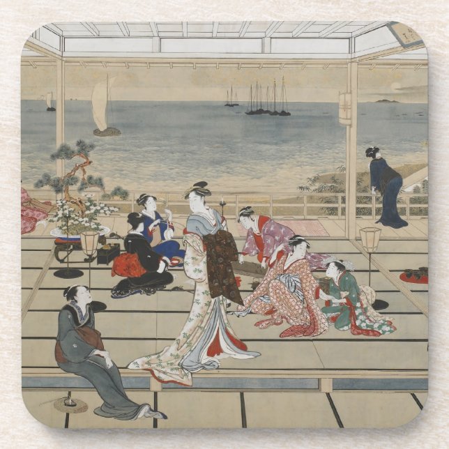 Utamaros japanische Kunst-Untersetzer Untersetzer (Vorderseite)