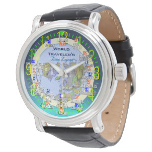 UTC-Weltreisend-Zeit-Zonen Armbanduhr