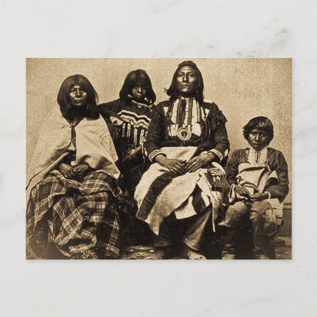 Ute Family Vintag Stereoview Sepia Postkarte (Vorderseite)