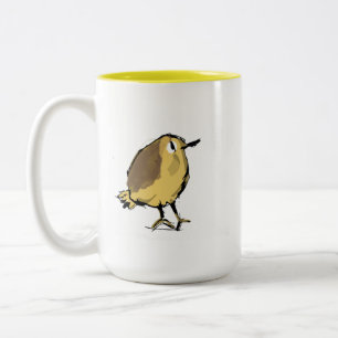 Ute Gelber Vogel illustrierte Keramik-Kaffeetasse Zweifarbige Tasse