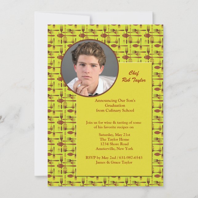 Utensits Foto Abschluss Kulinarische Schule Ankünd Einladung (Vorderseite)