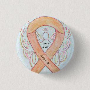 Uterine Cancer Engel Awareness Custom Ribbon Butto Button