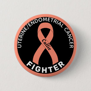 Uterine Endometrial Cancer Fighter Ribbon Black Bu Button