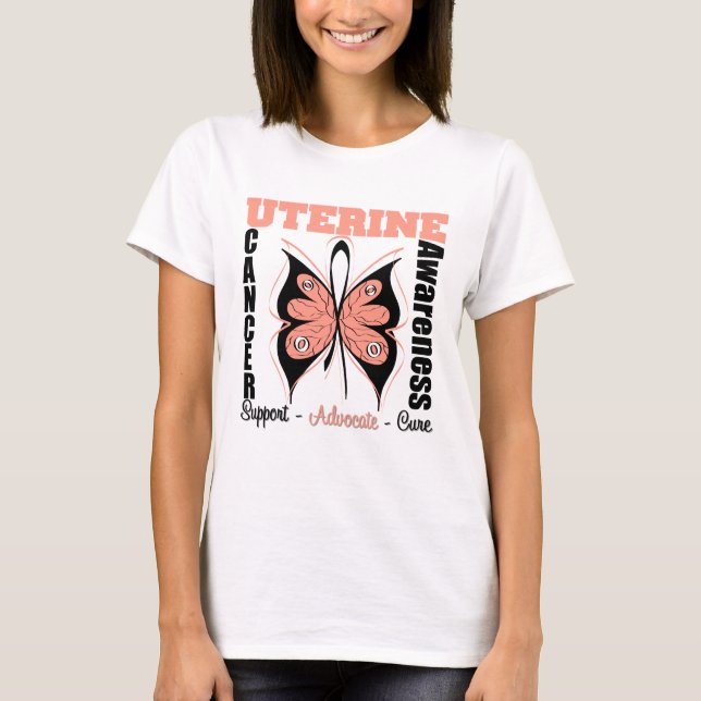 Uteriner Krebs-Bewusstseins-Schmetterling T-Shirt (Vorderseite)