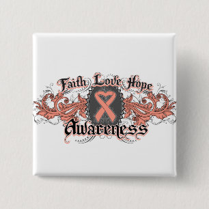 Uterines Krebs-Glauben-Liebe-Hoffnungs-Deko-Herz Button
