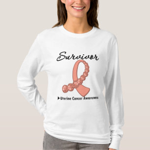 Uterines Krebs-Überlebend-Edelstein-Band T-Shirt