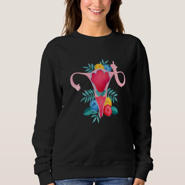 Uterus zeigt Mittelfinger Feminist Feminismus Sweatshirt (Vorderseite)