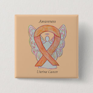 Uteruskrebs Engel Awareness Ribbon Buttone Button
