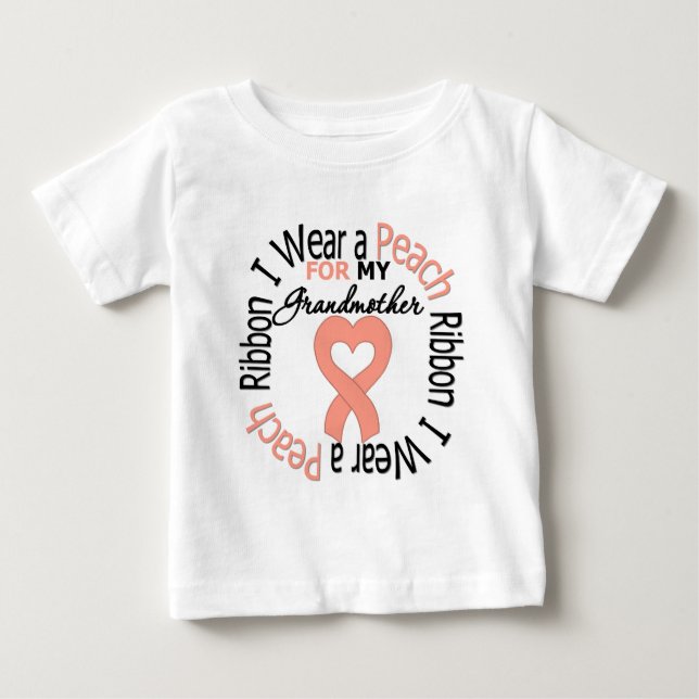 Uteruskrebs Ich trage Pfirsichband für Großmutter Baby T-shirt (Vorderseite)