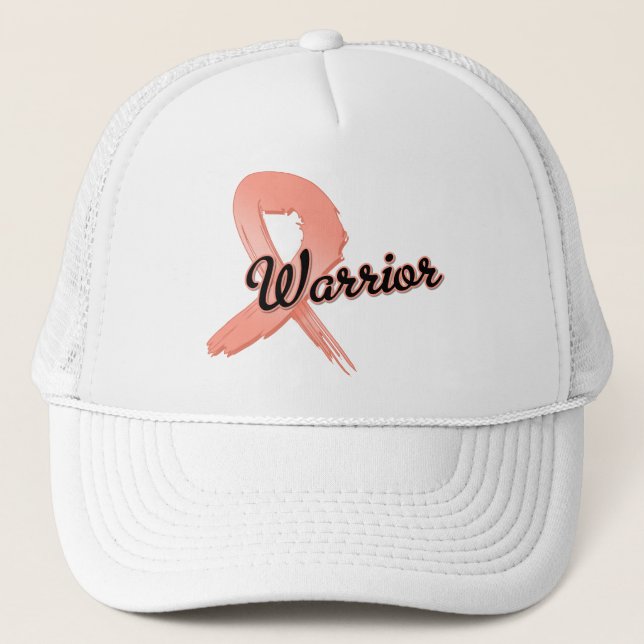 Uteruskrebs Krieger Grunge Ribbon Truckerkappe (Vorderseite)