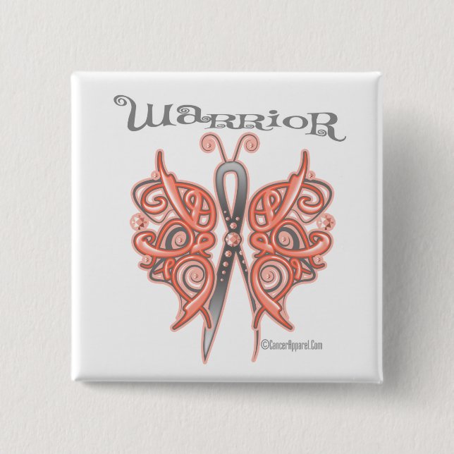 Uteruskrebs Krieger keltischer Schmetterling Button (Vorderseite)