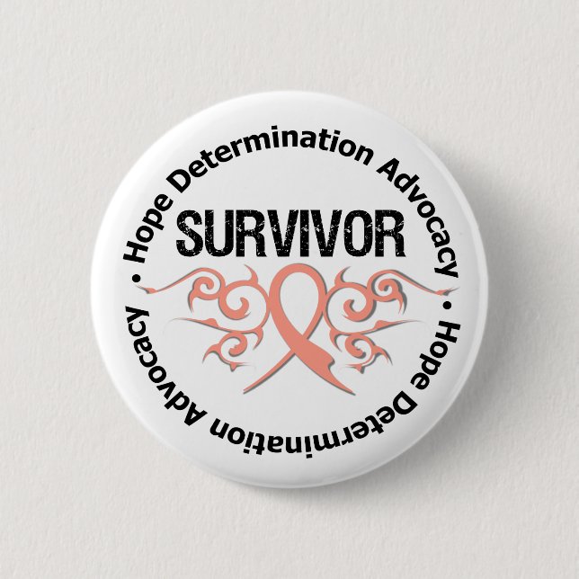 Uteruskrebsüberlebung Tribal Ribbon Button (Vorderseite)