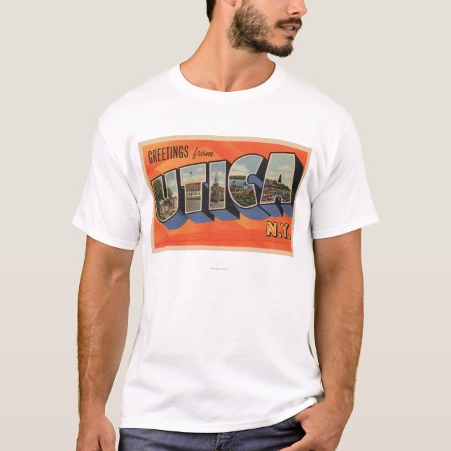 Utica, neuer YorkLarge Buchstabe ScenesUtica, NY T-Shirt (Vorderseite)
