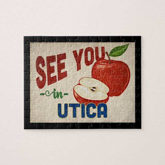 Utica New York Apple - Vintage Travel (Horizontal)