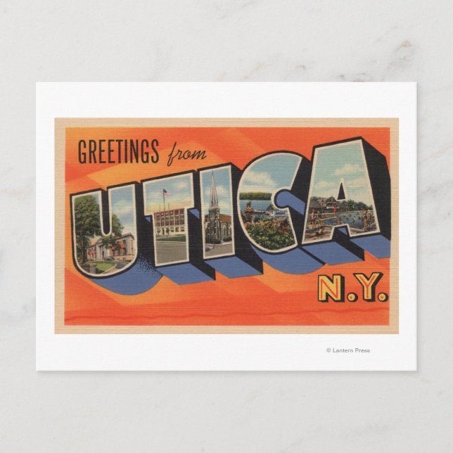 Utica, New YorkGroße Letter ScenesUtica, NY Postkarte (Vorderseite)