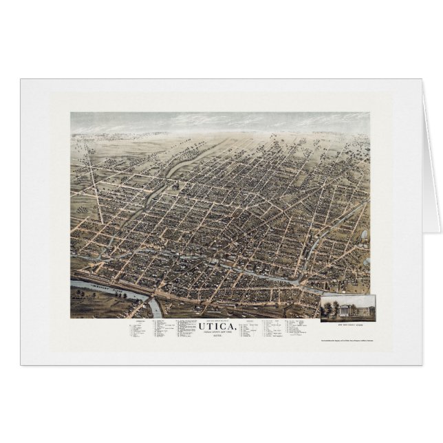 Utica, NY panoramische Karte - 1873 (Vorderseite (Horizontal))