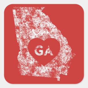 Utilisé I Love Georgia State Stickers