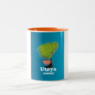 Utøya Norwegen Reiseplakat Zweifarbige Tasse