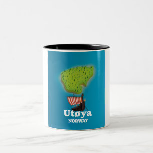 Utøya Norwegen Reiseplakat Zweifarbige Tasse