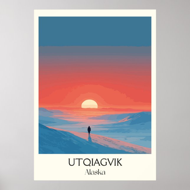 Utqiagvik Alaska Arktischer Sonnenuntergang Landsc Poster (Vorne)
