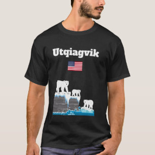 Utqiagvik Polar Bears Sea Cliffs Eis flog US-Flagg T-Shirt