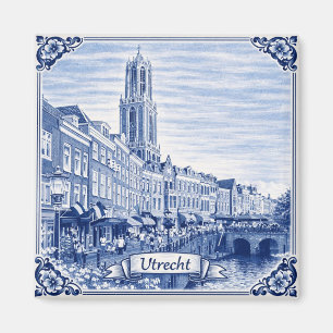 Utrecht-Kanalhäuser im Delft-Blau-Stil-Magnet Magnet