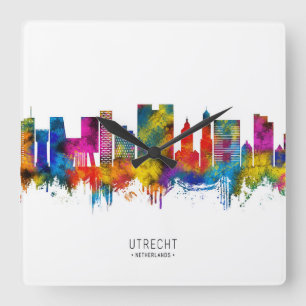 Utrecht Netherlands Skyline Quadratische Wanduhr