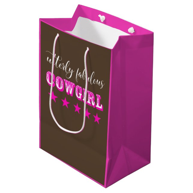 "Utterly Fabulous Cowgirl" Mittlere Geschenktüte (Vorderseite Schrägansicht)