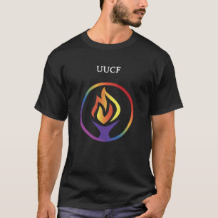 UUCF T-Shirt Schwarz - Text & Logo in Weiß auf der