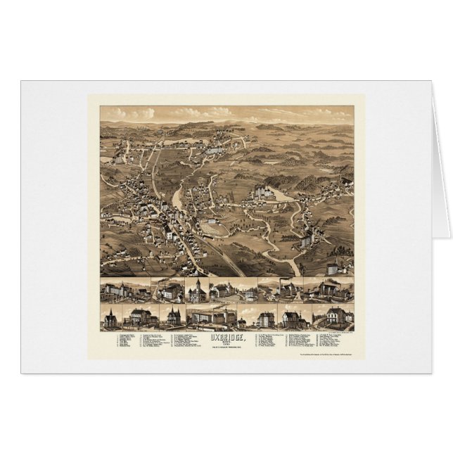 Uxbridge, carte panoramique de mA - 1880 (Devant horizontal)