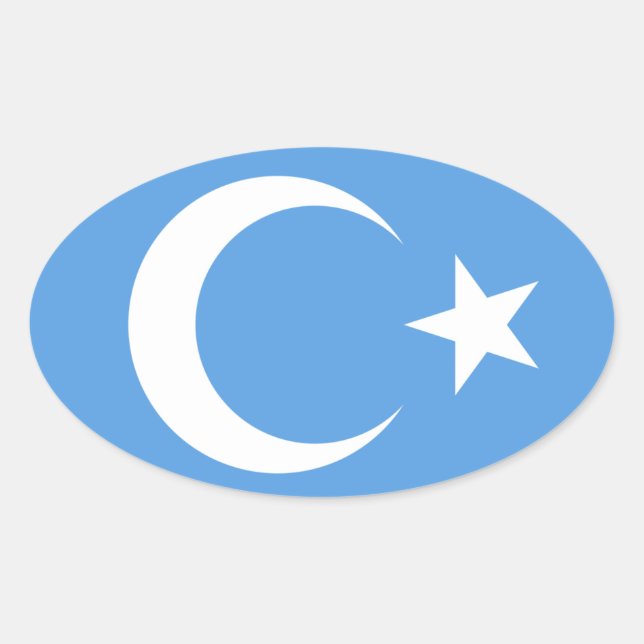 Uyghur/Ostturkestan-Flagge Ovaler Aufkleber (Vorderseite)