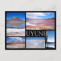 Uyuni mehrfache Bildcollage schwarzer Text Postkar
