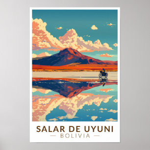 Uyuni-Salzfläche Bolivien Motorrad-Reise Kunst Poster