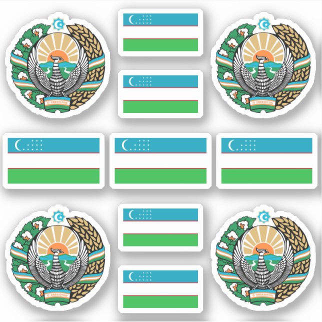 Uzbek national symbols / coat of arms and flag sti aufkleber (Vorderseite)