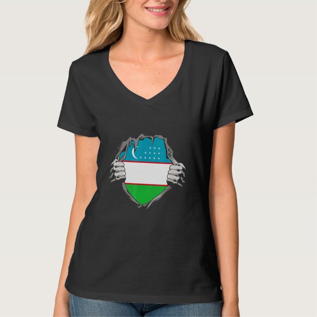 Uzbekistan Flag T-Shirt (Vorderseite)