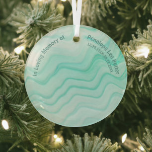 V2 Aqua Meereswellen Erinnerungsandenken Sonnenfän Ornament Aus Glas