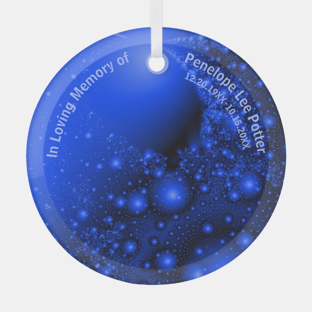 V2 Cobalt Blue Fraktal Memorial Suncatcher Ornament Aus Glas (Vorderseite)