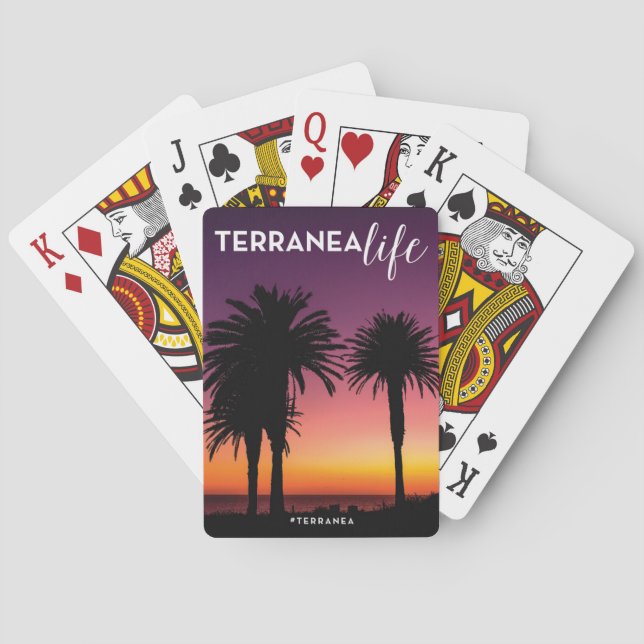 V2. DREI PALMS TERRANEA LILA ORANGE SUNSET SPIELKARTEN (Rückseite)