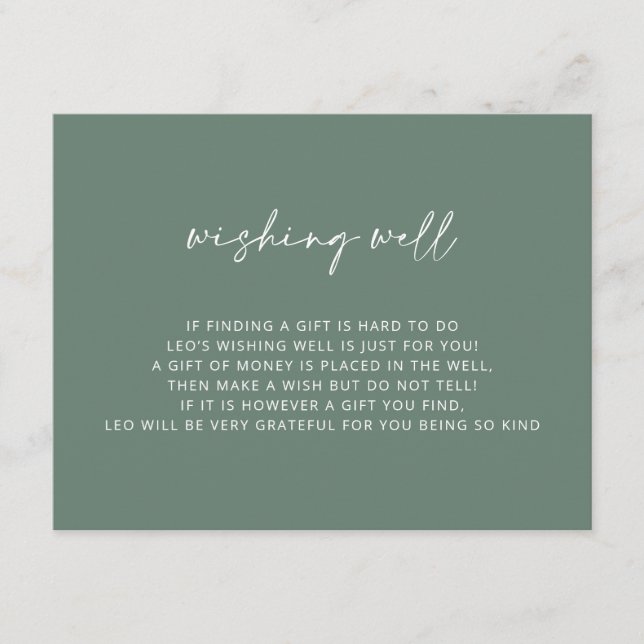 V2 Einfache grüne Taufe wünschenswert Begleitkarte (Vorderseite)