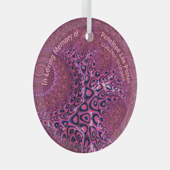 V2 Rosa Octopus Fraktal Memorial Suncatcher Ornament Aus Glas (Vorderseite Rechts)