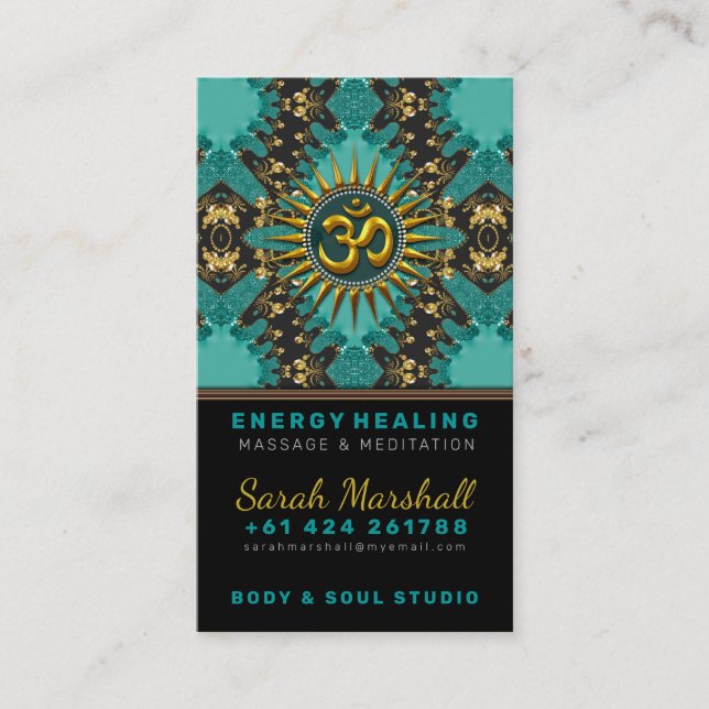 V2 Turquoise Gold Eastern Sparkle OM Yoga Carte de (Devant)