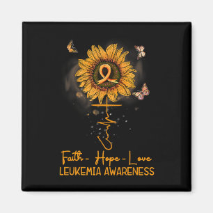 V5AZ Sonnenblume Orange Ribbon Christliche Leukämi Magnet
