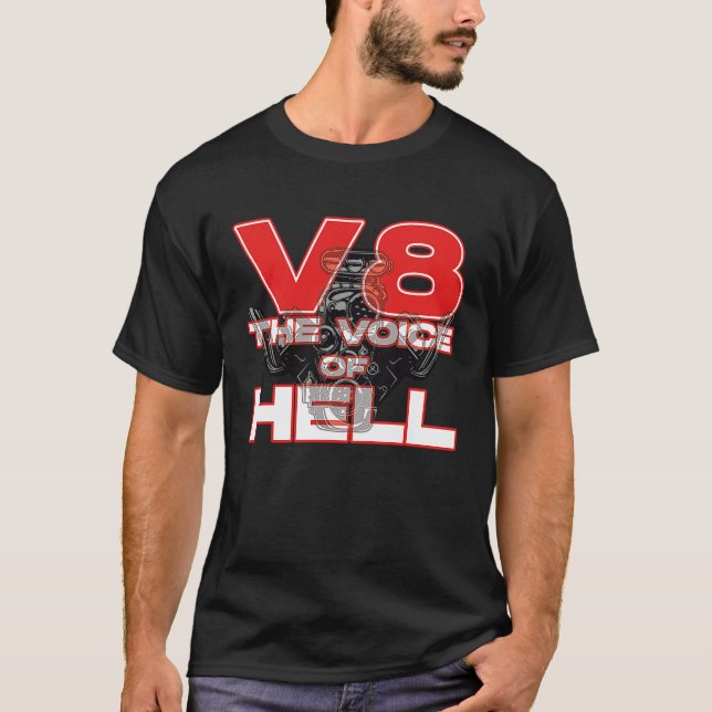V8 Car Tuning Cylinder Workshop The Voice of Light T-Shirt (Vorderseite)