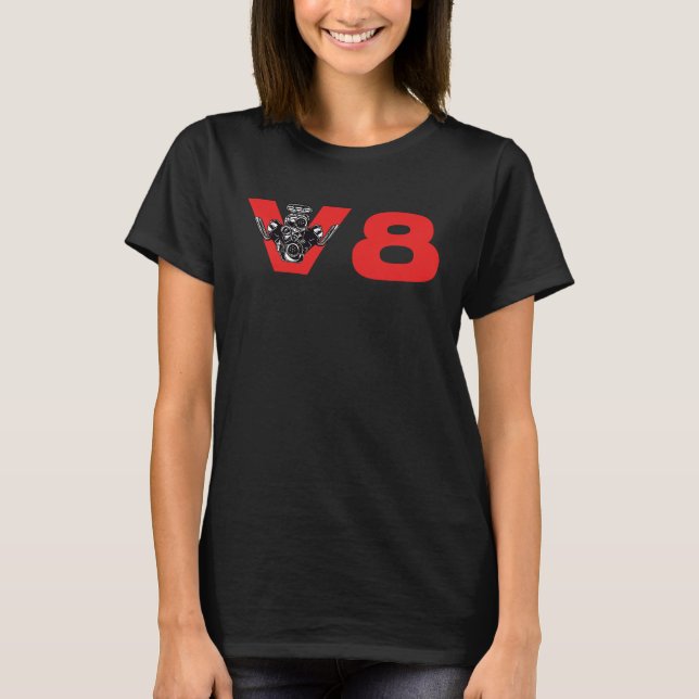 V8 Car Tuning Engine Workshop T-Shirt (Vorderseite)
