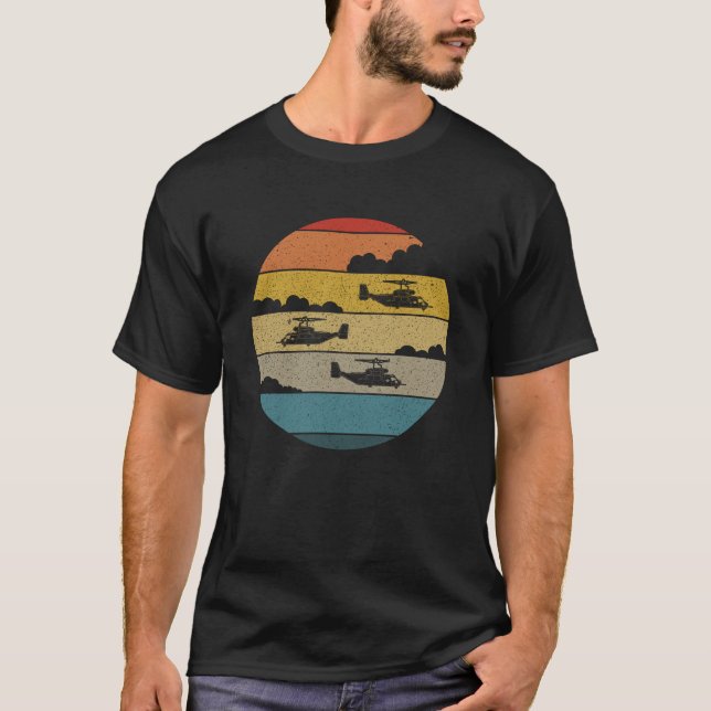 V-22 Osprey Retro Sunset Helicopter Flying Osprey T-Shirt (Vorderseite)