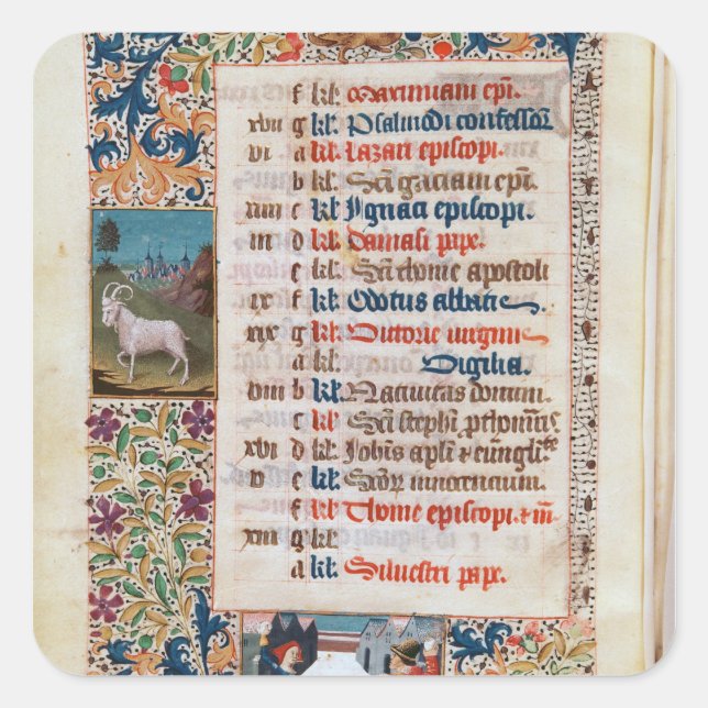 V.25-3 Fol.12v der Monat Dezember Quadratischer Aufkleber (Vorderseite)