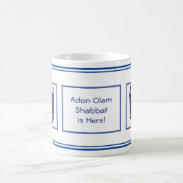 V.4 ADON OLAM, SHABBAT IST HIER! NAVY & WHITE KAFFEETASSE